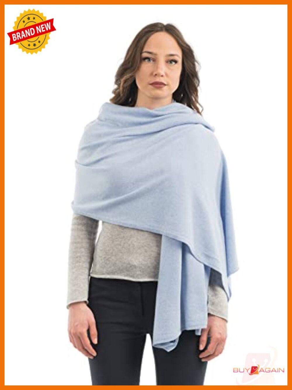 Wool Cashmere Blend Stole Wrap Shawl One Size Made in Italy